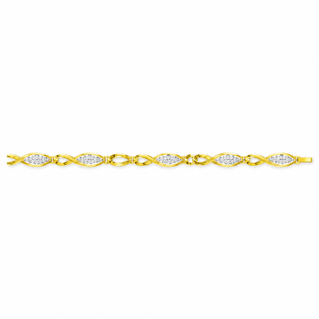 ROUND/14k YELLOWGOLD/INFINITY LINK BRACELET, top view