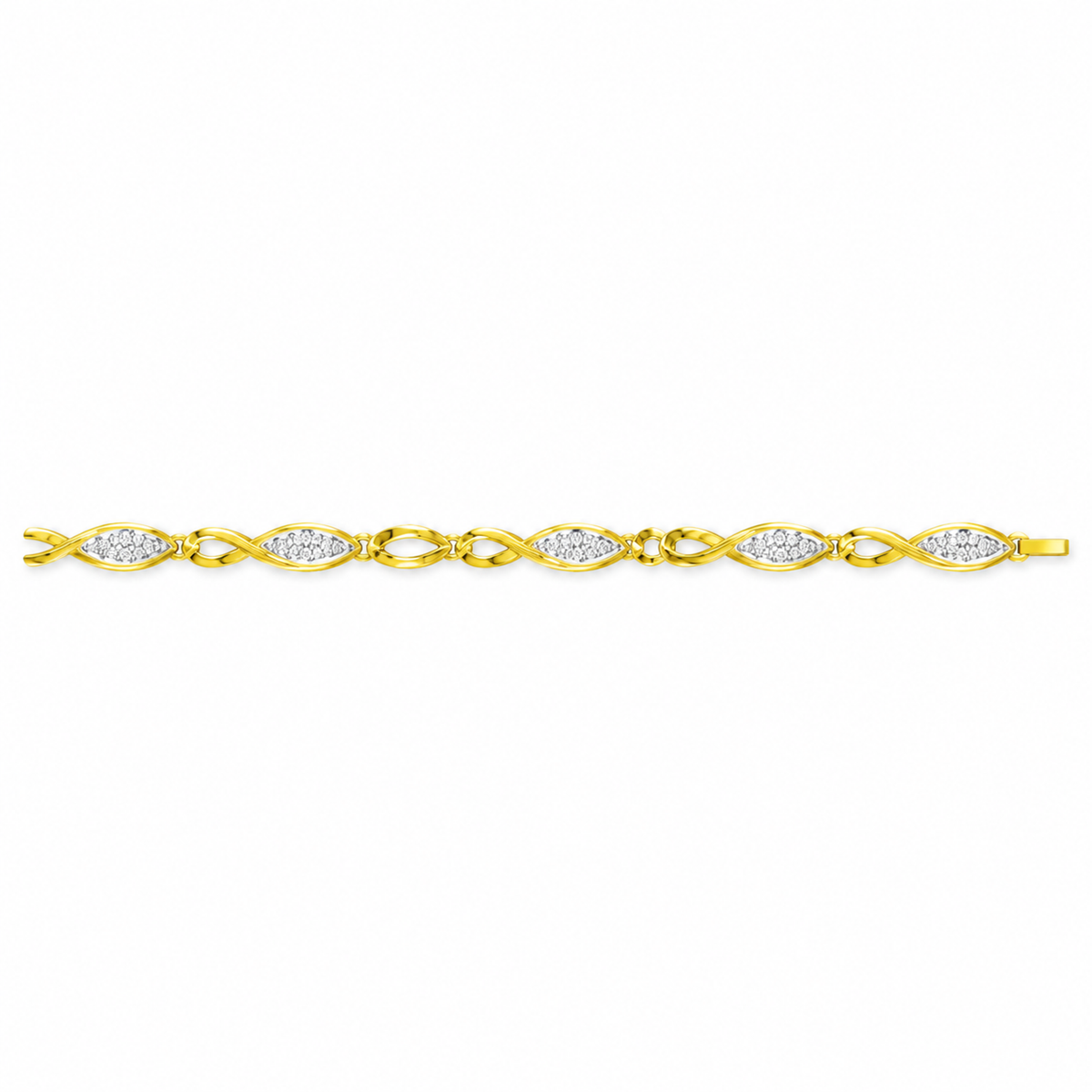 ROUND/14k YELLOWGOLD/INFINITY LINK BRACELET, top view