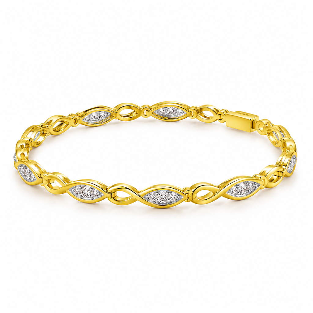 ROUND/14k YELLOWGOLD/INFINITY LINK BRACELET, 45-degree view