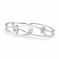 ROUND/14k WHITEGOLD/FLORAL CROSSOVER BANGLE, 45-degree view