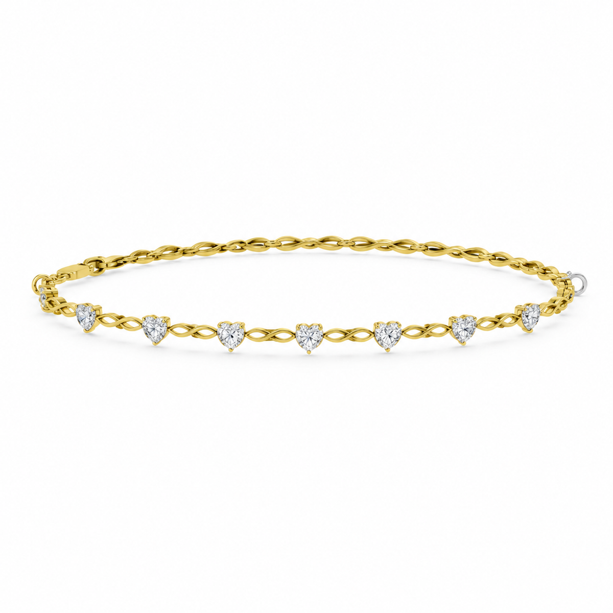 HEART/14k YELLOWGOLD/INFINITY LINK BRACELET, front view
