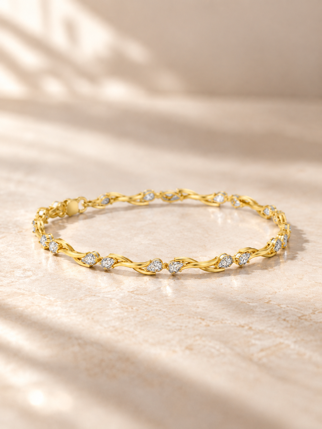WAVE/14k YELLOWGOLD/STONE-SET LINK BRACELET, lifestyle view