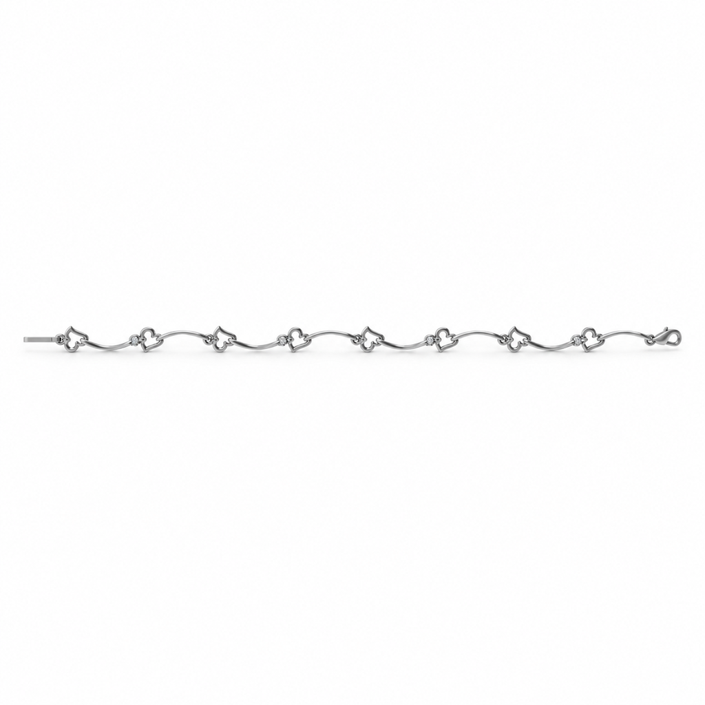 14k WHITEGOLD/CURVED LINK BRACELET, front view