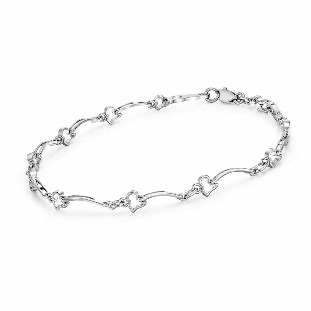 14k WHITEGOLD/CURVED LINK BRACELET, 45-degree view