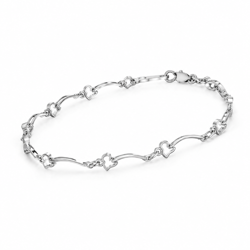 14k WHITEGOLD/CURVED LINK BRACELET, 45-degree view