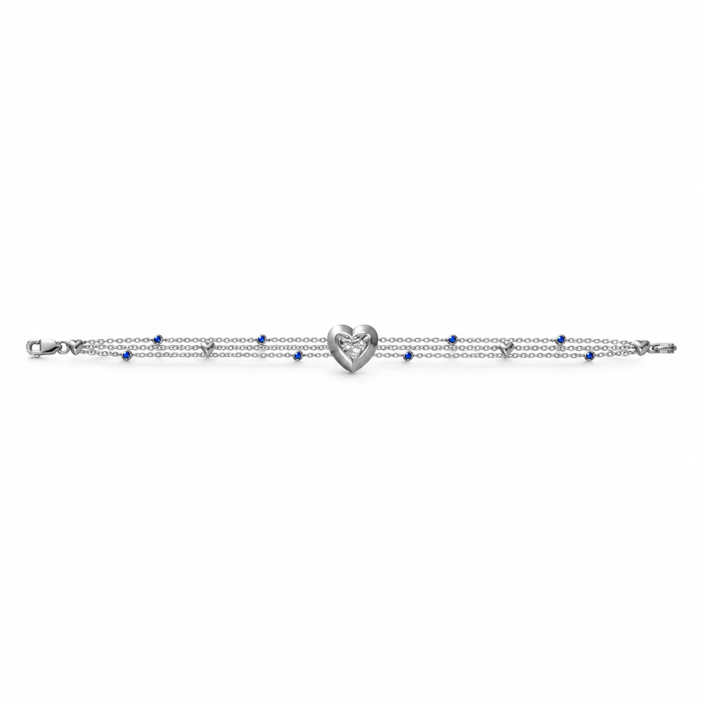 HEART/14k WHITEGOLD/MULTI-STRAND BRACELET, front view
