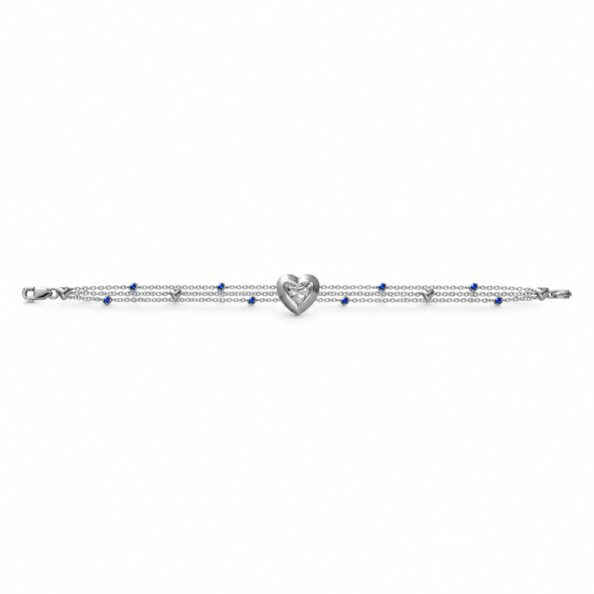 HEART/14k WHITEGOLD/MULTI-STRAND BRACELET, front view