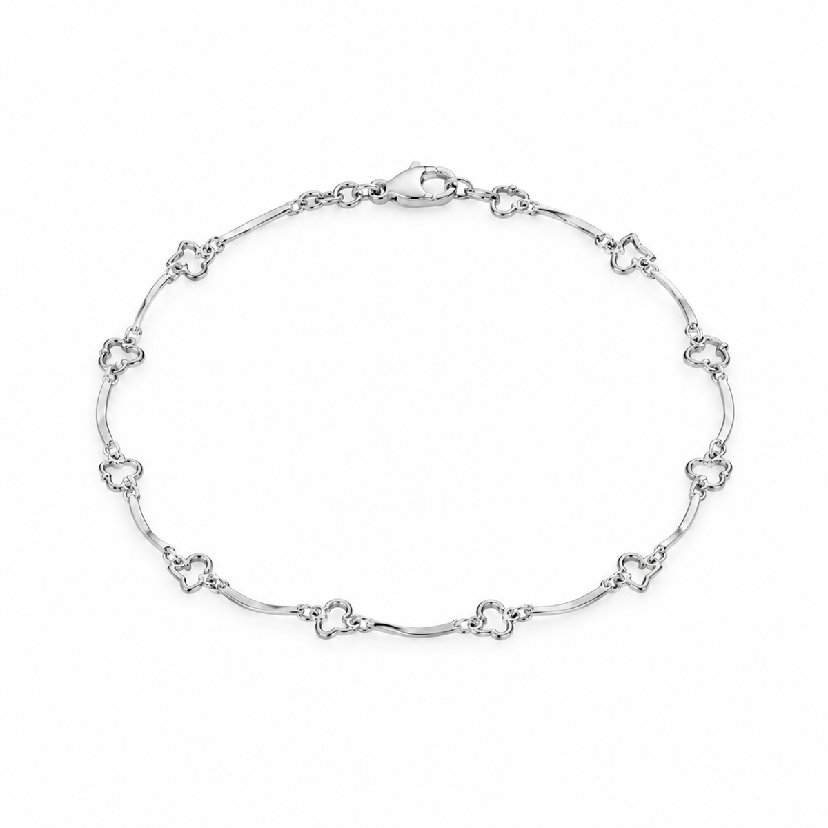 14k WHITEGOLD/CURVED LINK BRACELET, top view