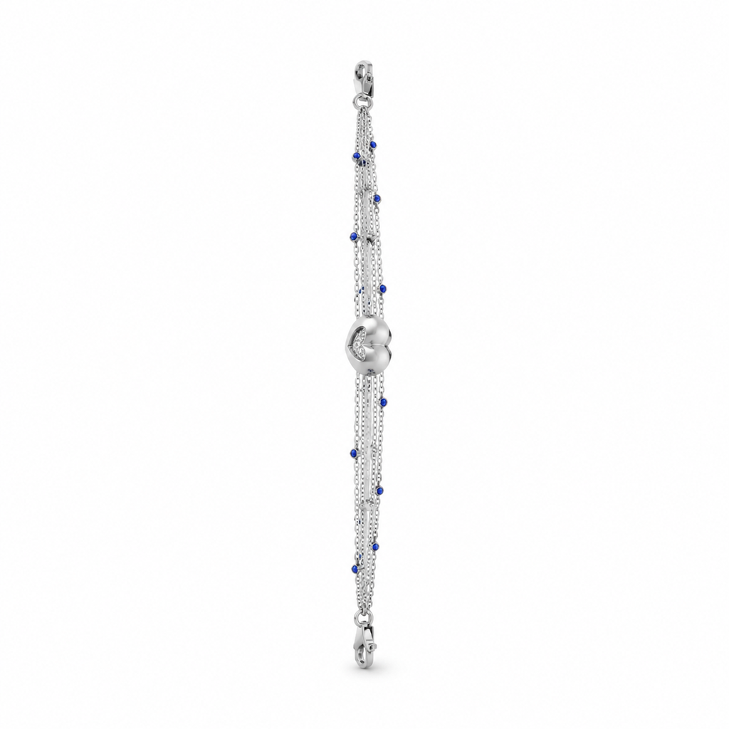 HEART/14k WHITEGOLD/MULTI-STRAND BRACELET, side view