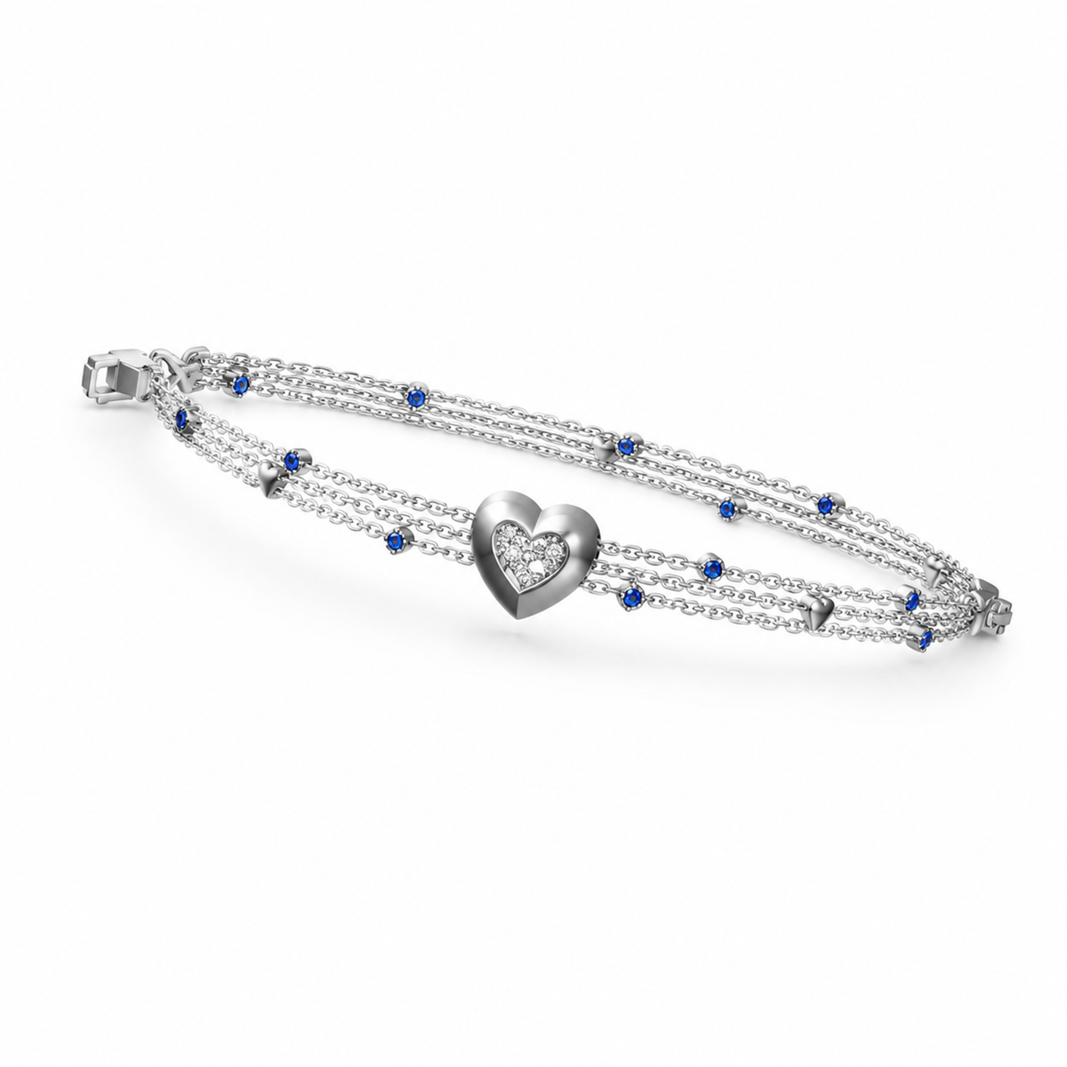 HEART/14k WHITEGOLD/MULTI-STRAND BRACELET, 45-degree view