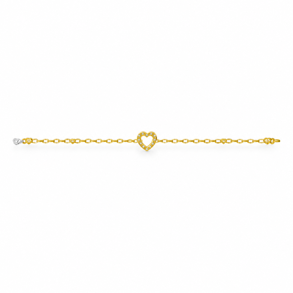 HEART/14k YELLOWGOLD/HEART CHAIN BRACELET, front view