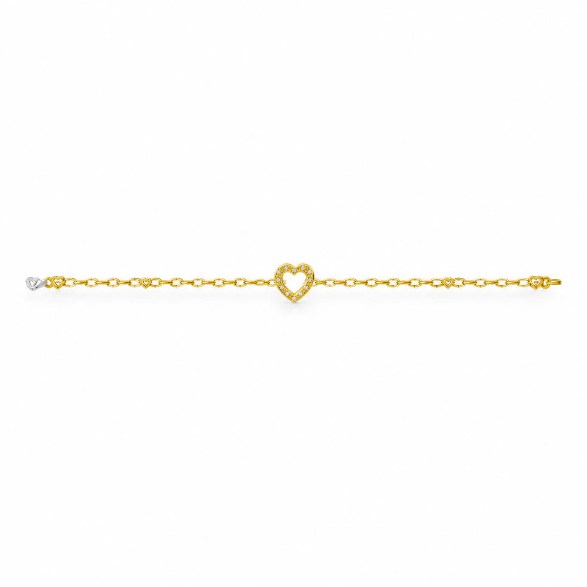 HEART/14k YELLOWGOLD/HEART CHAIN BRACELET, front view