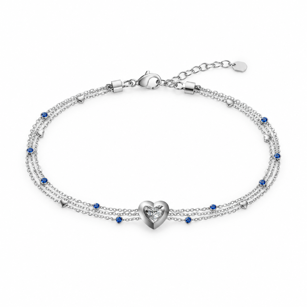 HEART/14k WHITEGOLD/MULTI-STRAND BRACELET, top view