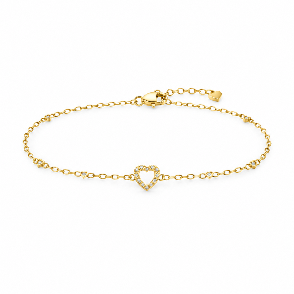 HEART/14k YELLOWGOLD/HEART CHAIN BRACELET, top view