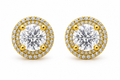 ROUND/14k YELLOWGOLD/HALO STUD EARRINGS