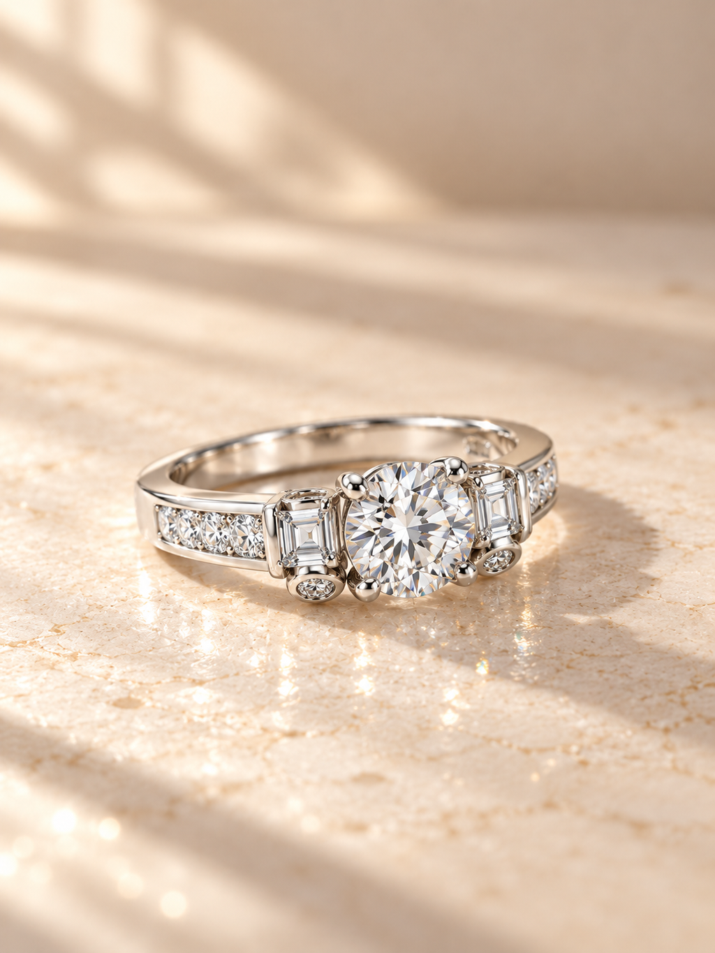 ROUND/3 CT /14k WHITEGOLD/DIAMOND BAND