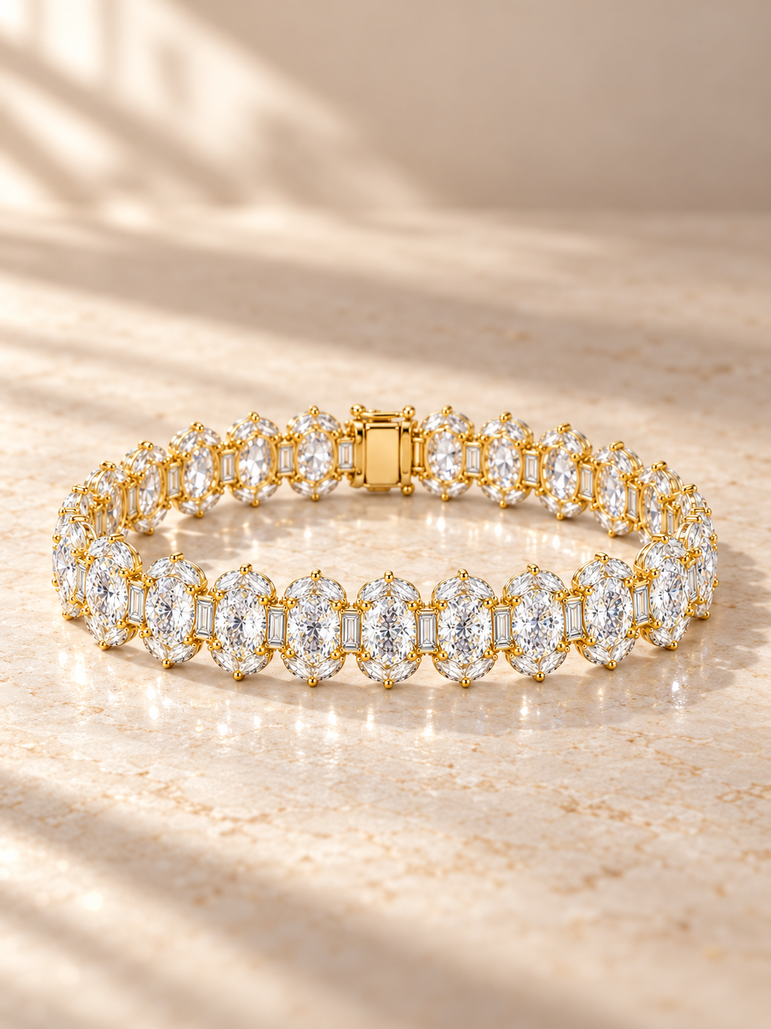 OVAL & BAGUETTE/14k YELLOWGOLD/TENNIS BRACELET