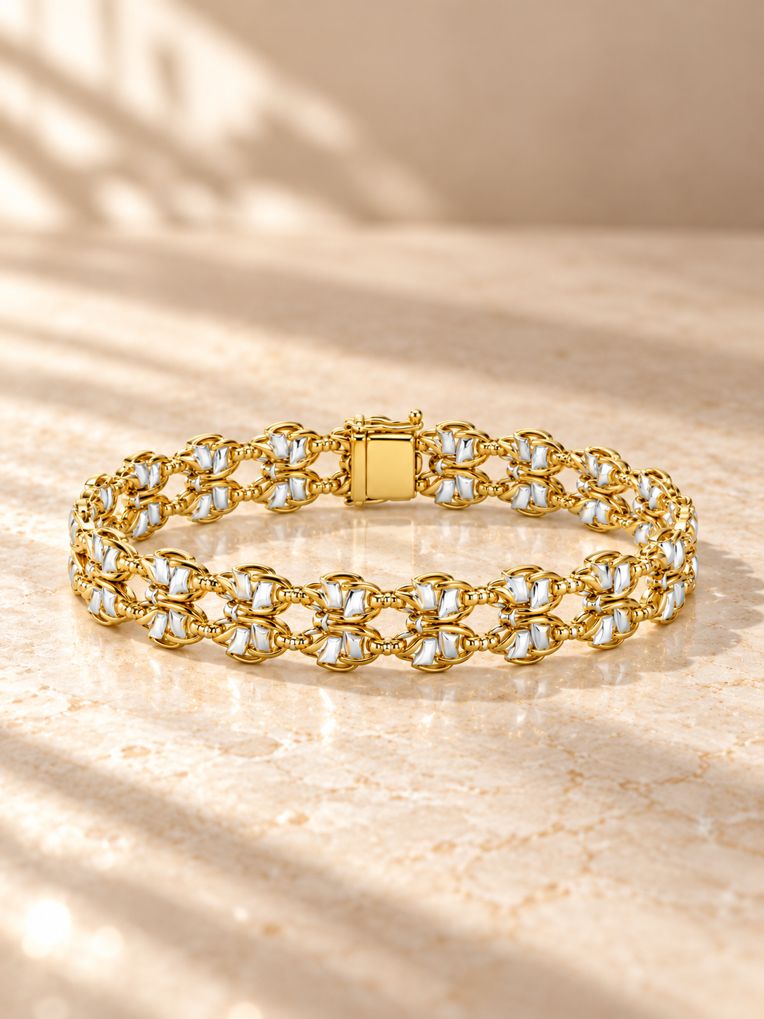 KNOT/14k YELLOWGOLD/DOUBLE ROW LINK BRACELET