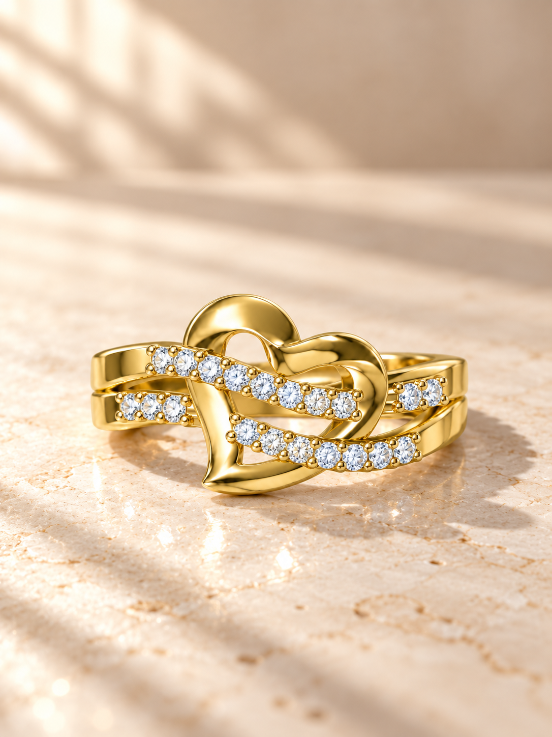 HEART MOTIF/14k YELLOWGOLD/PAVE BAND