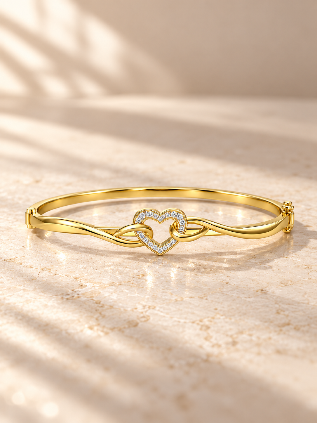 HEART/14k YELLOWGOLD/INTERTWINED BANGLE