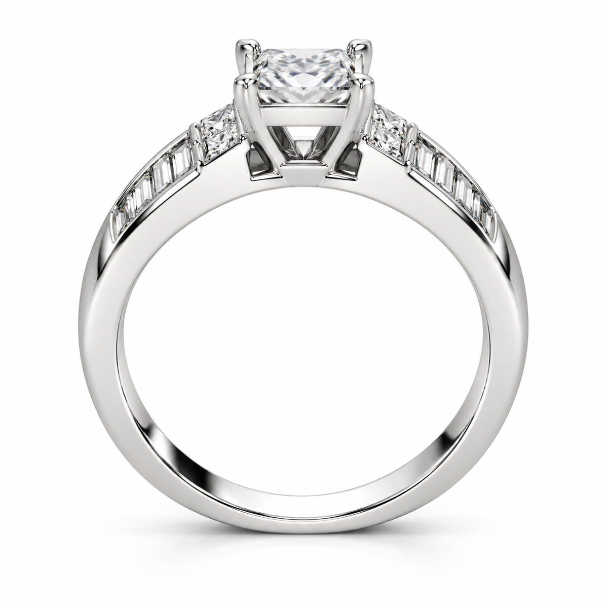 PRINCESS/3 CT /14k WHITEGOLD/CHANNEL SET BAND