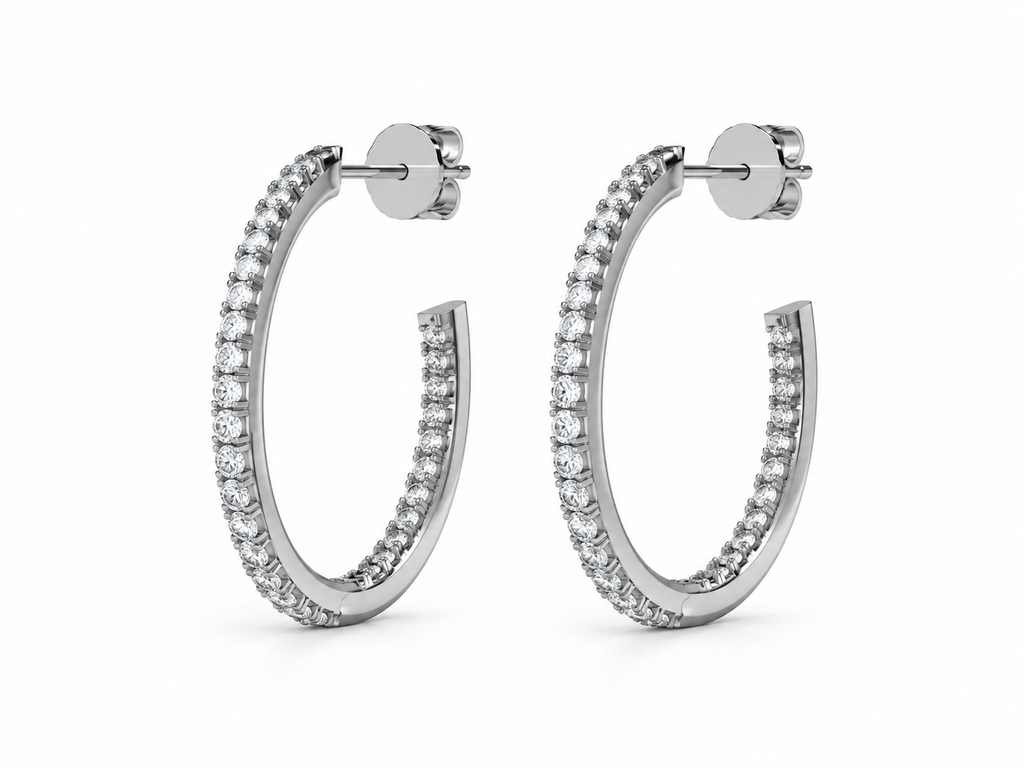 ROUND/14k WHITEGOLD/OPEN HOOP EARRINGS