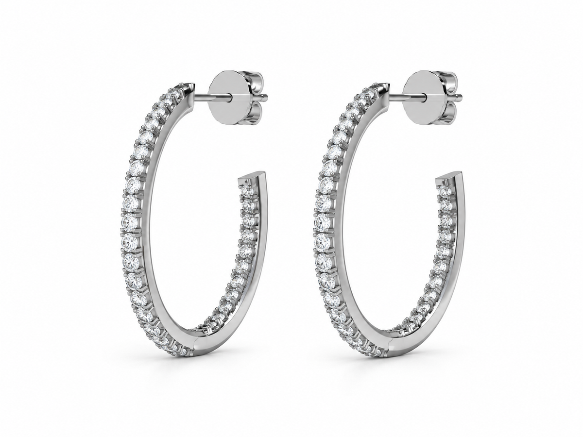 ROUND/14k WHITEGOLD/OPEN HOOP EARRINGS