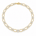 FLORAL/14k YELLOWGOLD/PAVE LINK BRACELET
