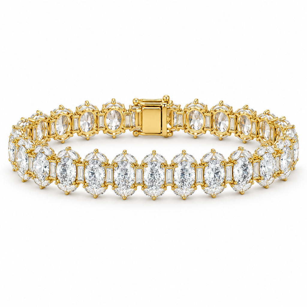 OVAL & BAGUETTE/14k YELLOWGOLD/TENNIS BRACELET