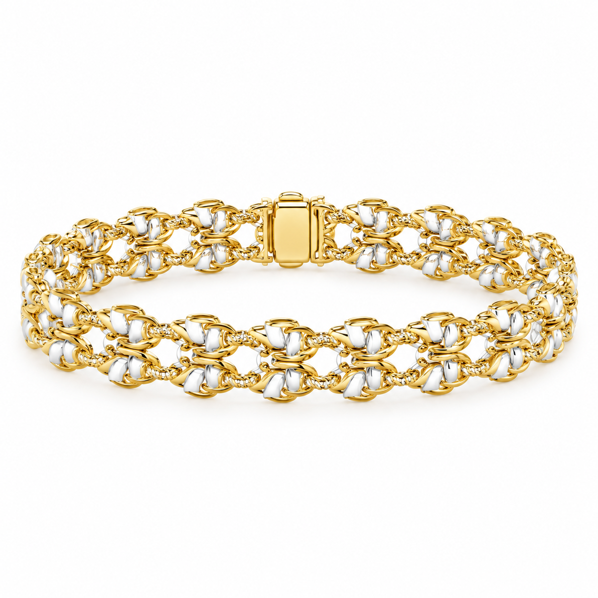 KNOT/14k YELLOWGOLD/DOUBLE ROW LINK BRACELET