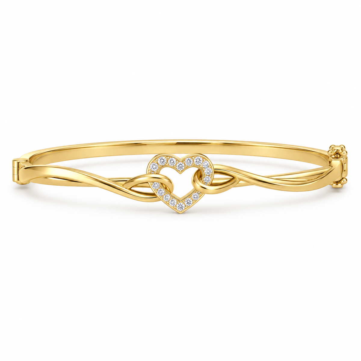 HEART/14k YELLOWGOLD/INTERTWINED BANGLE