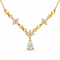 PEAR/3 CT /14k YELLOWGOLD/FLORAL INFINITY DROP NECKLACE