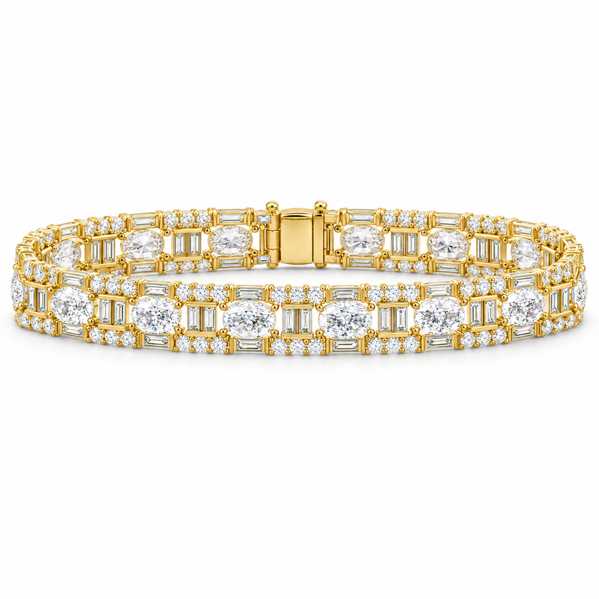 OVAL & BAGUETTE/14k YELLOWGOLD/GEOMETRIC LINK BRACELET
