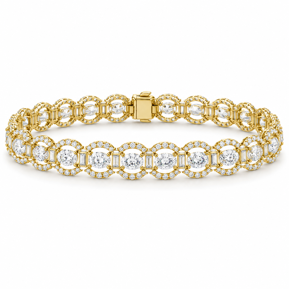 ROUND/14k YELLOWGOLD/OPEN HALO LINK BRACELET