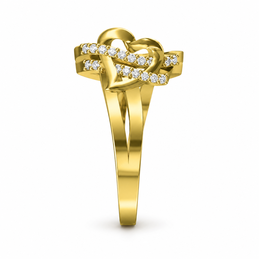 HEART MOTIF/14k YELLOWGOLD/PAVE BAND