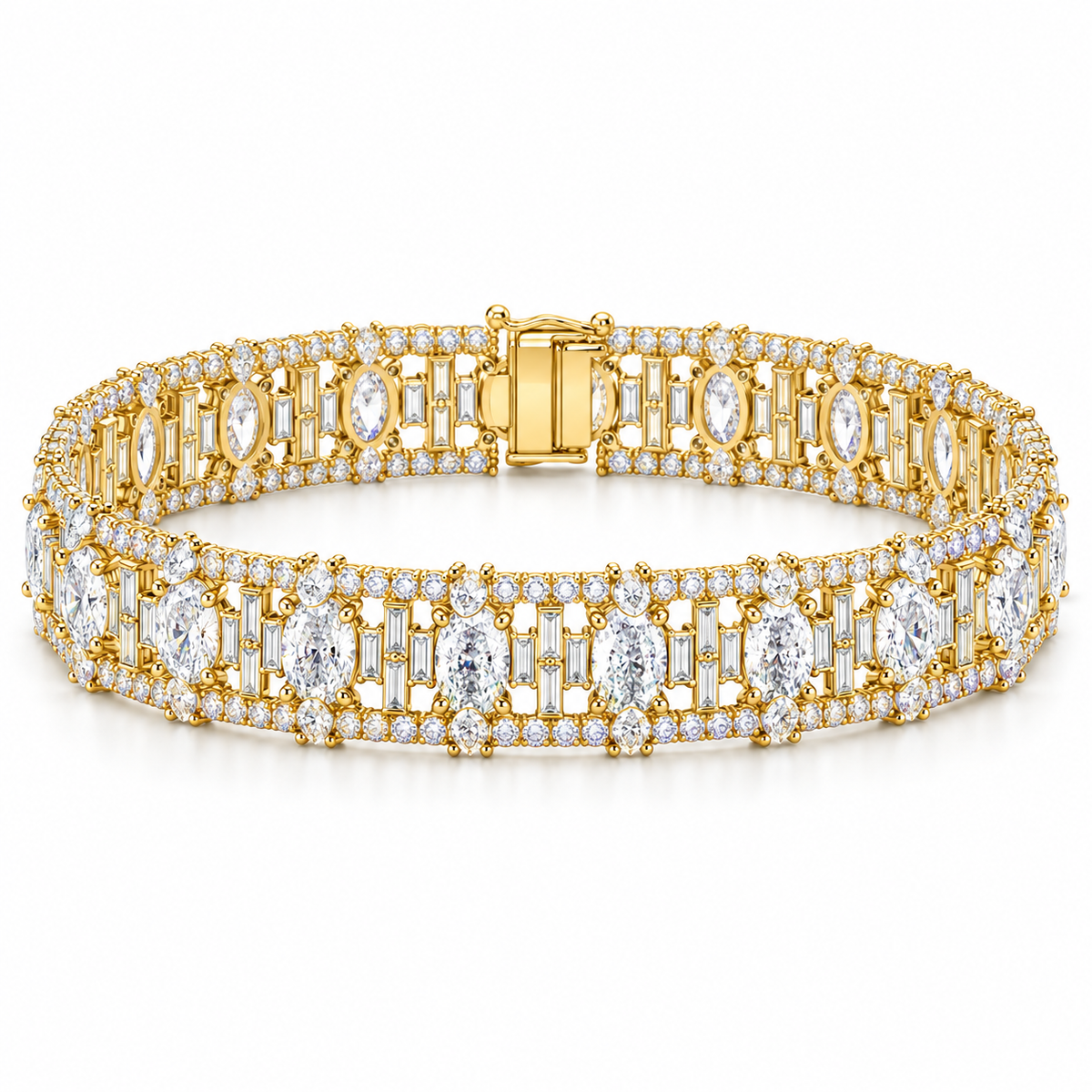 OVAL & BAGUETTE/14k YELLOWGOLD/OPENWORK BRACELET
