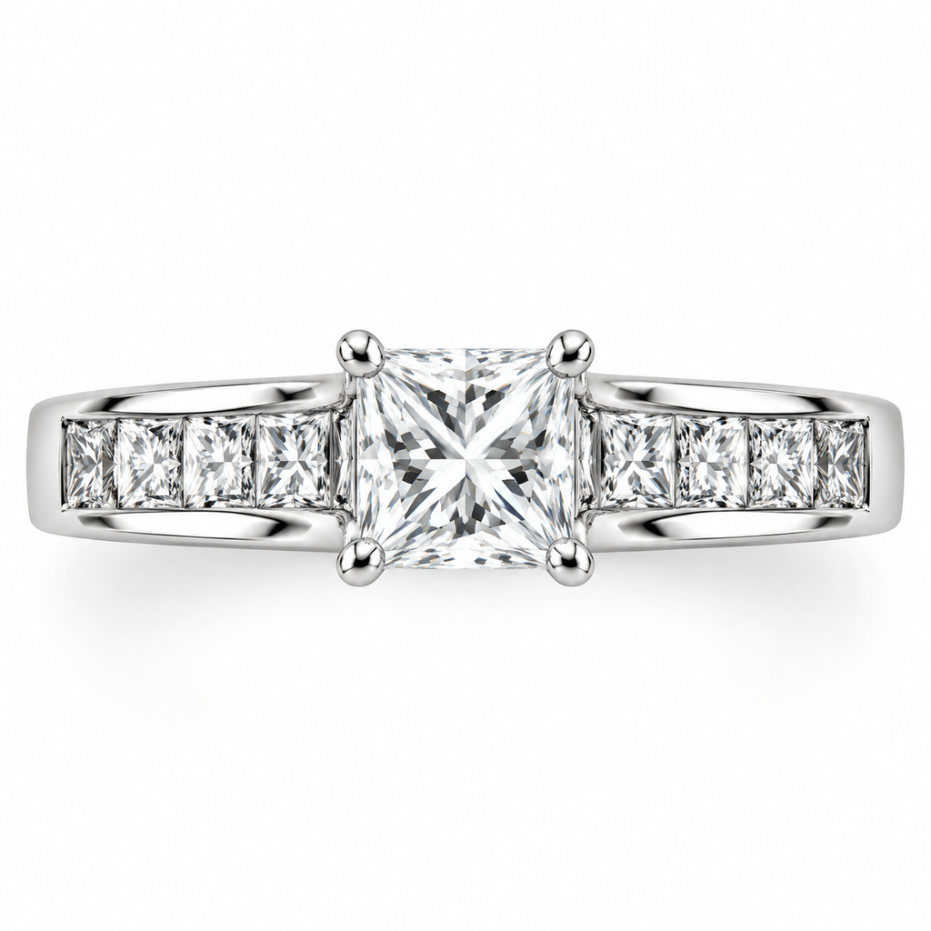 PRINCESS/3 CT /14k WHITEGOLD/CHANNEL SET BAND