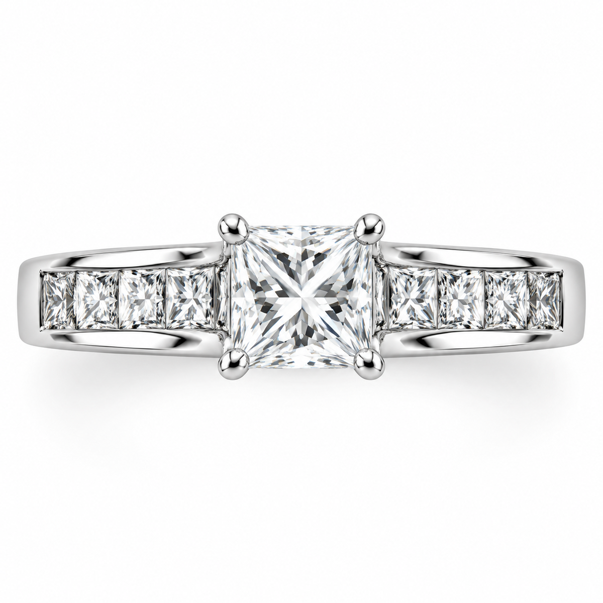 PRINCESS/3 CT /14k WHITEGOLD/CHANNEL SET BAND