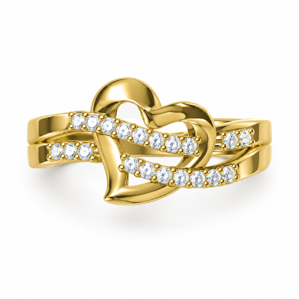 HEART MOTIF/14k YELLOWGOLD/PAVE BAND