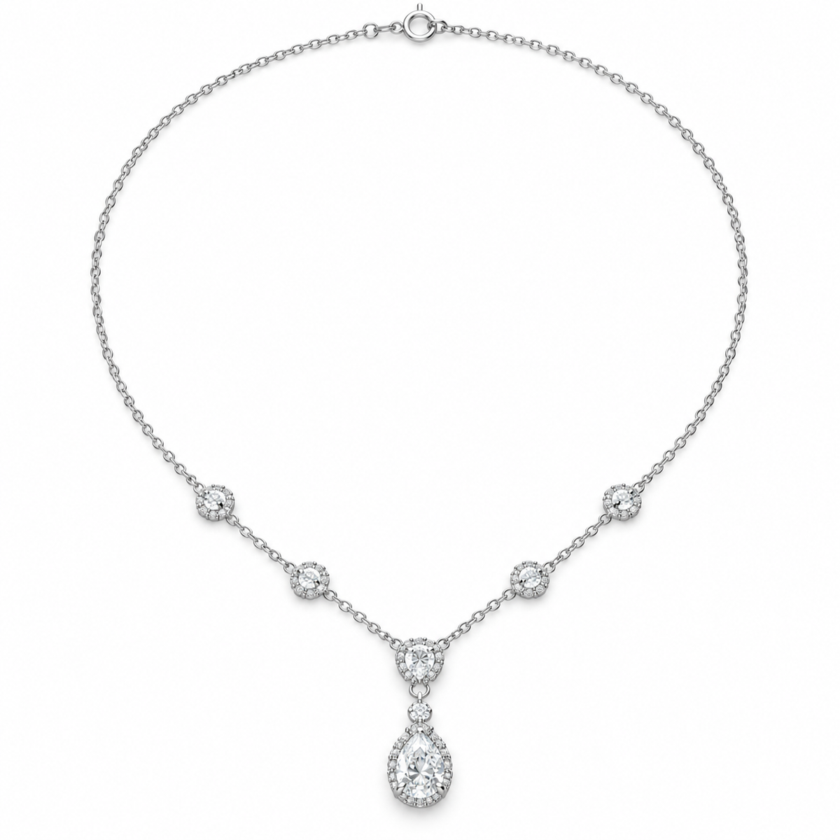 PEAR/5 CT /14k WHITEGOLD/HALO DROP NECKLACE