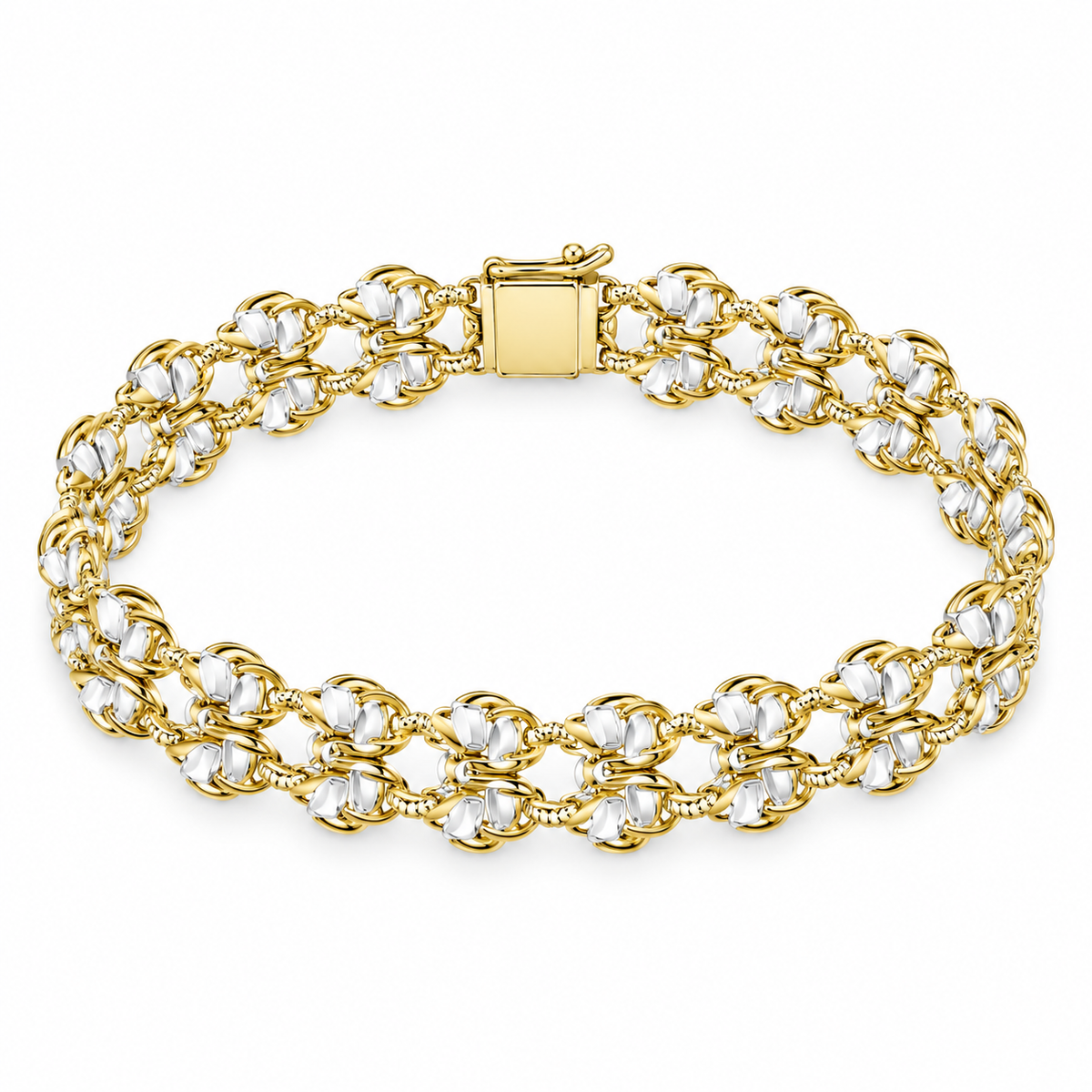 KNOT/14k YELLOWGOLD/DOUBLE ROW LINK BRACELET