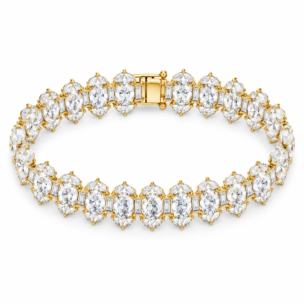 OVAL & BAGUETTE/14k YELLOWGOLD/TENNIS BRACELET