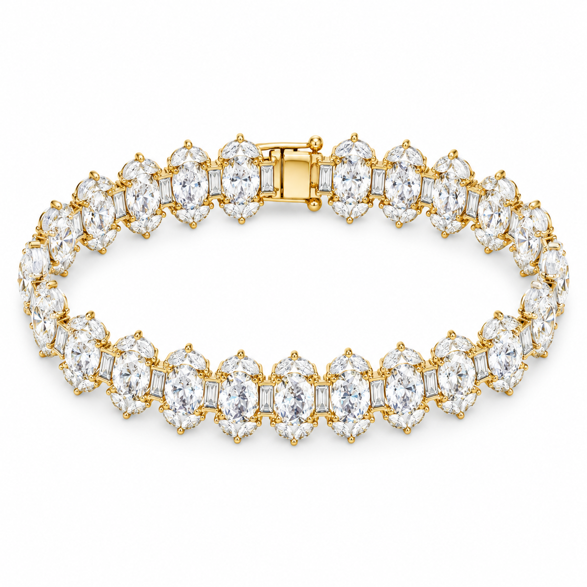 OVAL & BAGUETTE/14k YELLOWGOLD/TENNIS BRACELET