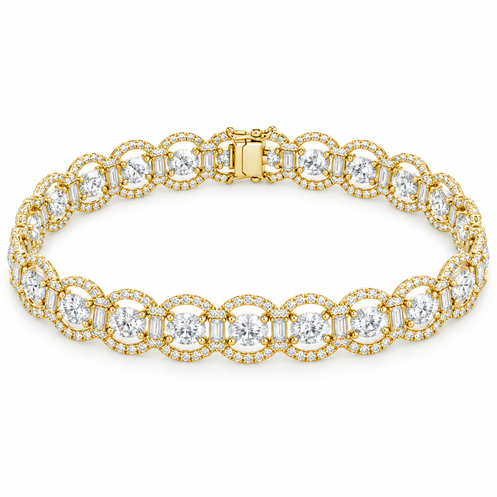 ROUND/14k YELLOWGOLD/OPEN HALO LINK BRACELET
