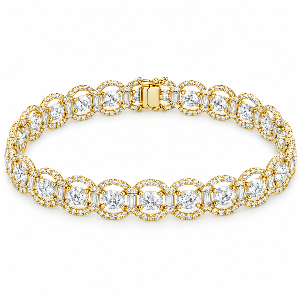ROUND/14k YELLOWGOLD/OPEN HALO LINK BRACELET